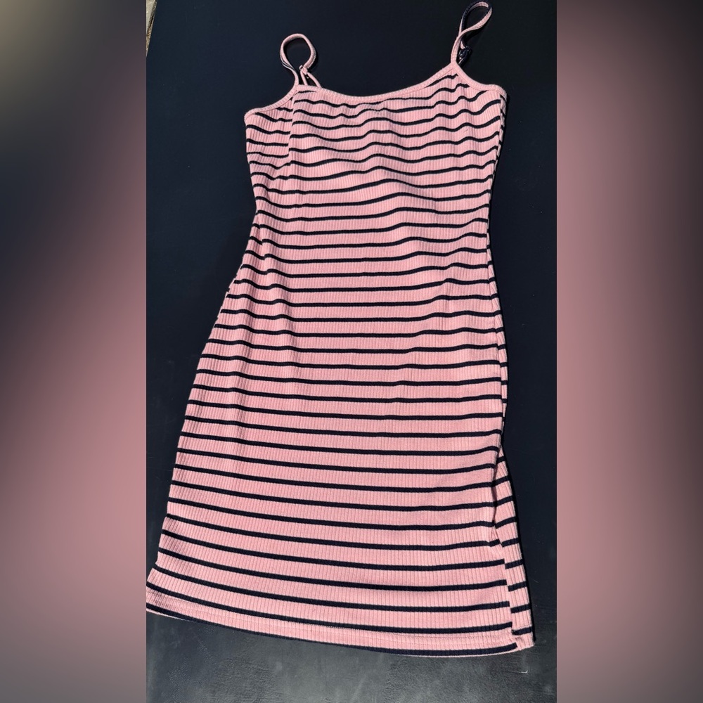 Pink and Black Striped Dress